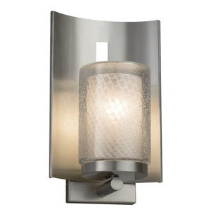 Matte Black Finish Embark 1-Light Outdoor Wall Sconce Fusion Cylinder with Flat Rim Artisan Glass Shade in Opal