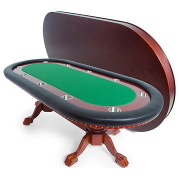Rockwell Poker and Dining Table, Green, 10 Person, Mahagony Racetrack With Cupho