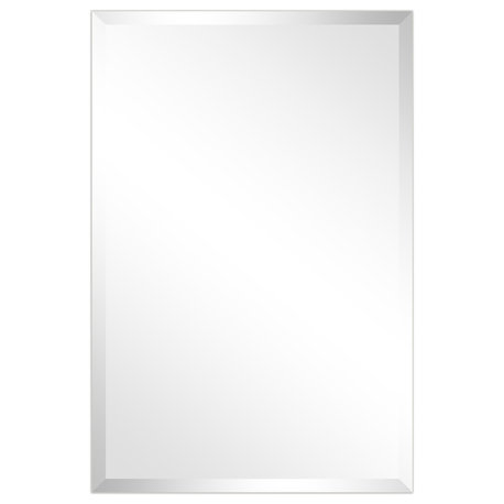 Frameless Beveled Prism Rectangle Wall Mirror, 1" Beveled Edge, 36"x24"