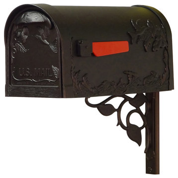 Hummingbird Curbside Mailbox With Floral Front Single Mailbox Mounting Bracket