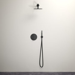 LUSSO STONE NOIR LUXE MATT BLACK SHOWER SET WITH THERMOSTATIC VALVE AND HAND-HEL - Products