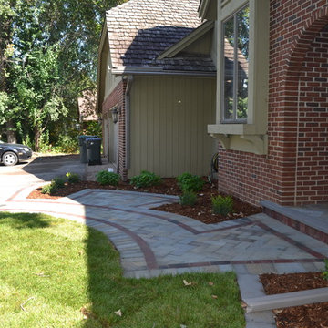 Front Entry Sidewalk, Sitting Area, Retaining Wall, and Stairs
