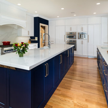 Large, two island custom kitchen