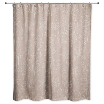 Dusty Rose Leaf Pattern 71x74 Shower Curtain