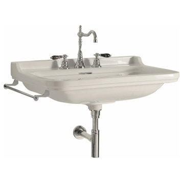 Waldorf Wall Mounted Ceramic Sink 23.6", Single Hole