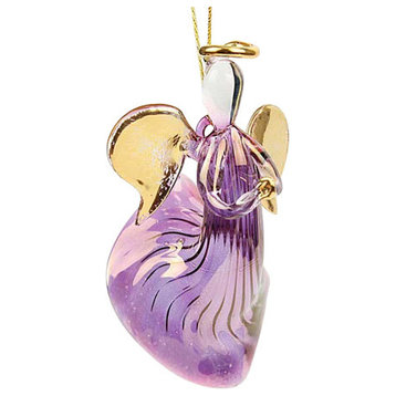 GlassOfVenice Murano Glass Angel Christmas Ornament - Purple