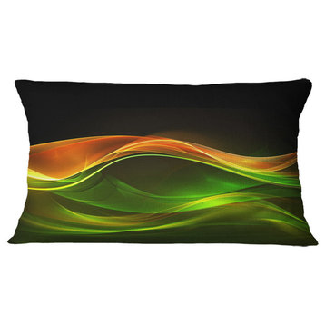Abstract Green Yellow in Black Abstract Throw Pillow, 12"x20"