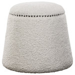 Uttermost - Uttermost Gumdrop White Ottoman - This Plush Ottoman Is Covered In A Luxurious White Faux Shearling With Black Nickel Nail Head Details. Versatile And Stylish, This Piece Can Be Used As A Seat Or Footrest, Grouped Together Or As A Singular Accent Piece.