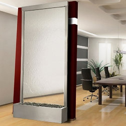 8' Grande Brushed Stainless Steel and Silver Mirror Floor Fountain - Products