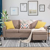 Modern Sectional Sofa, Linen Upholstery & Reversible Chaise Lounge, Light Brown