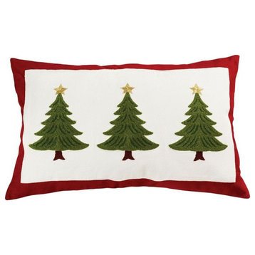 Holiday Christmas Tree Pillow Gold Stars and Red Border - 1626 Inch Holiday