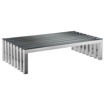Sienna Rectangle Brushed Stainless Steel Cocktail Coffee Table