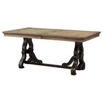 ACME Furniture - ACME Nathaniel Dining Table in Maple - Make your dining room the centerpiece of your home with the Nathaniel Dining Room Table.  This unique table features a neutral wood table top that sits atop an elegant, trestle base. This beautiful two-tone wood table features a removable extension leaf which will create plenty of seating space and a welcoming place for all those who gather for a meal.