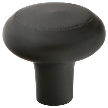 Emtek 86338 Rustic 1 Inch Mushroom Cabinet Knob - Flat Black