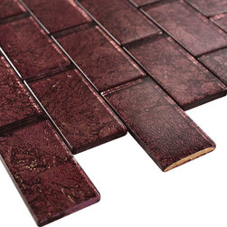 2x4 Glossy Glitter Red Velvet Sky Subway Glass Mosaic Tiles - Home Accessories & Decor