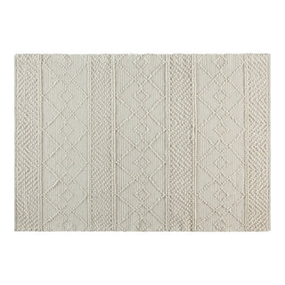 Casey Collection Rectangle 5' x 7' Ivory Geometric Design Handwoven ...