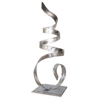 Silver Metal Sculpture Desktop Table Centerpiece by Jon Allen, Sea Breeze Accent