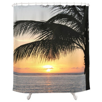 Palm Tree and Sunset, Fabric Shower Curtain
