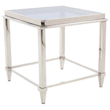 Modrest Agar Modern Glass and Stainless Steel End Table