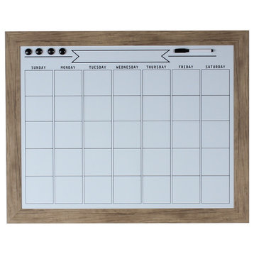 Beatrice Framed Magnetic Dry Erase Monthly Calendar, Rustic Brown, 23x29