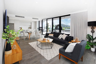 This is an example of a contemporary living room in Canberra - Queanbeyan.