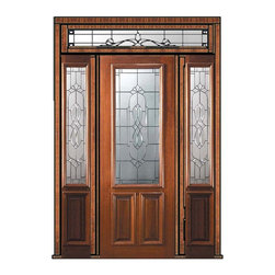 Prehung Sidelights-Transom Door 96 Mahogany Kensington 2/3 Lite - Front Doors
