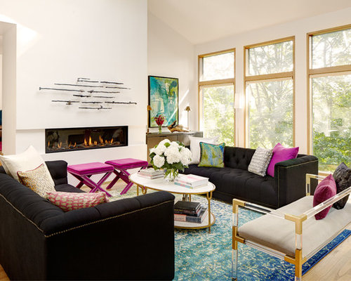 Living Rooms with Black Sofas | Houzz