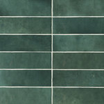Bedrosians Tile and Stone - Cloe 2.5"x8" Artisan Ceramic Subway Tile, Green - The Cloe Collection is glazed ceramic wall tile characterized by its brilliant colors, smooth gloss finish and interesting variations in hues and tones. Its eight colors: White, Creme, Baby Blue, Grey, Pink, Green, Blue and Black, can be used in a wide range of combinations. For a pop of pattern, we've included a 2.5"x8" black and white Loire deco. Trim out your projects with the 1/2"x8 Jolly Miter Edge Trim in a gloss finish.