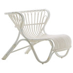 Sika Design - Viggo Boesen Fox Exterior Chair, Dove White - The Viggo Boesen Fox Outdoor Chair by Sika Design has a curvy silhouette and functional design. Originally created by Viggo Boesen in 1936, the chair won a design competition that same year. A true statement piece, the stylized ear flap chair showcases a curved back that wraps and cradles you with extra-wide arms and a rolled front for added comfort. Maintenance-free polyethylene ArtFibre fibers form the looped slatted back and seat. A lightweight AluRattan weatherproof aluminum replaces the original bent rattan cane for an enduring outdoor frame. The Fox lounge chair makes a noteworthy addition to a garden, patio, or seaside deck.