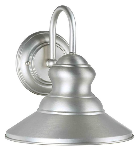 Forte Lighting 1 Light Outdoor Wall Lantern Contemporary Forte Lighting 1 Light Outdoor Wall Lantern In Brushed Nickel