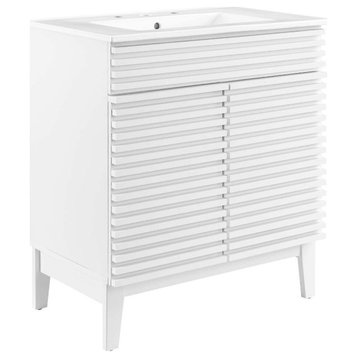 Modway Render 30" Particleboard Bathroom Vanity Cabinet in White