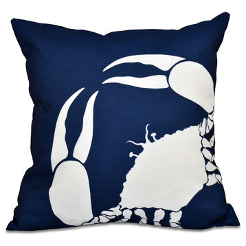 Crab Dip, Animal Print Outdoor Pillow, Navy Blue, 20"x20"