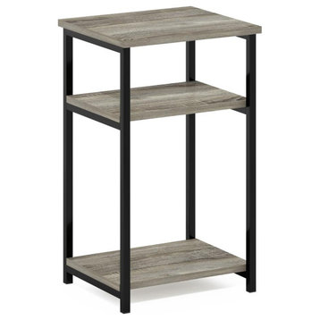 Furinno Just 3-Tier Industrial Metal Frame End Table With Storage Shelves,...