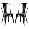 Costway Set of 2 Style Dining Side Chair Stackable Bistro Metal Wood Stool