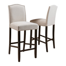 GDFStudio - Auburn Ivory Fabric Backed Bar Stools, Set of 2 - Bar Stools and Counter Stools