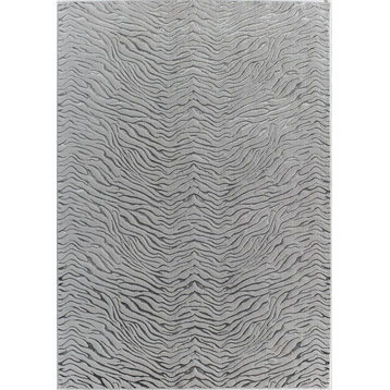 Natura Transitional Modern Animal Print Area Rug, Gray Tiger, 5' X 7'