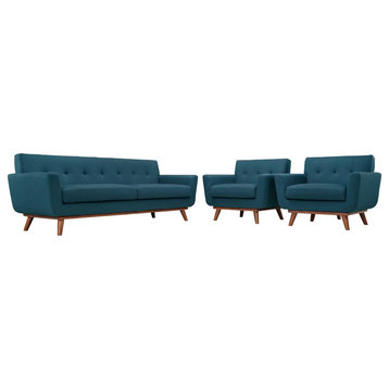 Giselle Azure Armchairs And Sofa 3-Piece Set