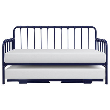 Lexicon Constance Metal Daybed with Trundle in Navy Blue