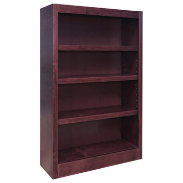 Traditional 48" Tall 4-Shelf Wood Bookcase in Cherry