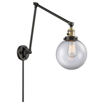 Beacon Swing Arm With Switch, Black Antique Brass, Clear, Clear