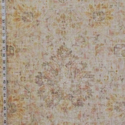 Vintage Persian rug fabric salmon apricot pastel chenille velvet upholstery - Upholstery Fabric