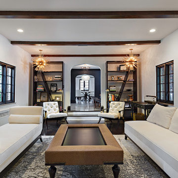 Contemporary Living Room in Red and White Leather