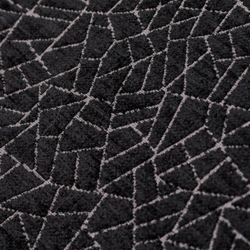 Black Web Jacquard Velvet Fabric By The Yard, Upholstery Fabric, Abstract Velvet