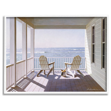 Porch Chairs Overlooking the Tide Realistic Painting, 14 x 11
