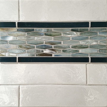 Handcrafted Ceramic tile with Recycled Glass Backsplash