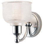 Maxim Lighting - Hollow 1-Light Wall Sconce - Crisp and clean define this new collection with Polished Chrome frames and Clear, prismatic shades. The geometric pattern of the glass diffuses the glare while providing ample light.