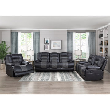 Lexicon Fabian Breathable Faux Leather Swivel Glider Reclining Chair in Gray