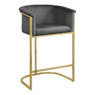 Donatella Velvet Upholstered Stool Contemporary Bar Stools And Counter Stools by Meridian Furniture Houzz