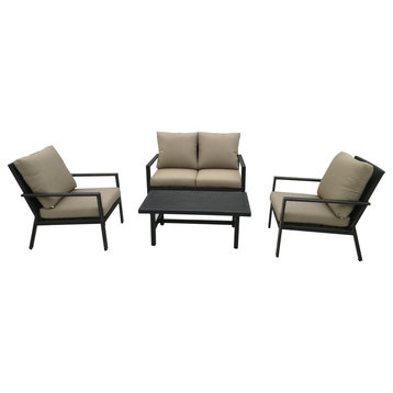 Lone Star 4-Piece Outdoor Seating Set, Brown With Chocolate Cushions