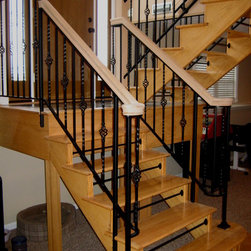 r037 Custom Iron Railings decorative with oak top rail - Home Fencing And Gates
